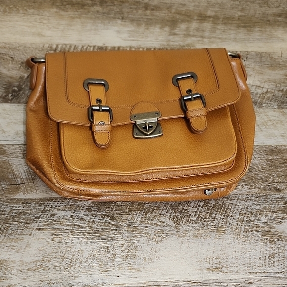 Worth Handbags - Worth Tan Shoulder Bag with Flap Closure